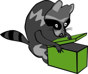 Raccoon Opening Box clip art - vector clip art online, royalty ...