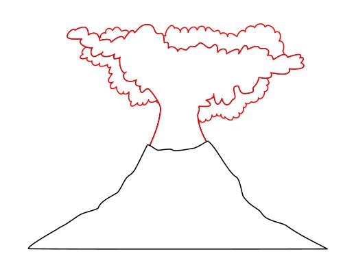 Drawing a cartoon volcano
