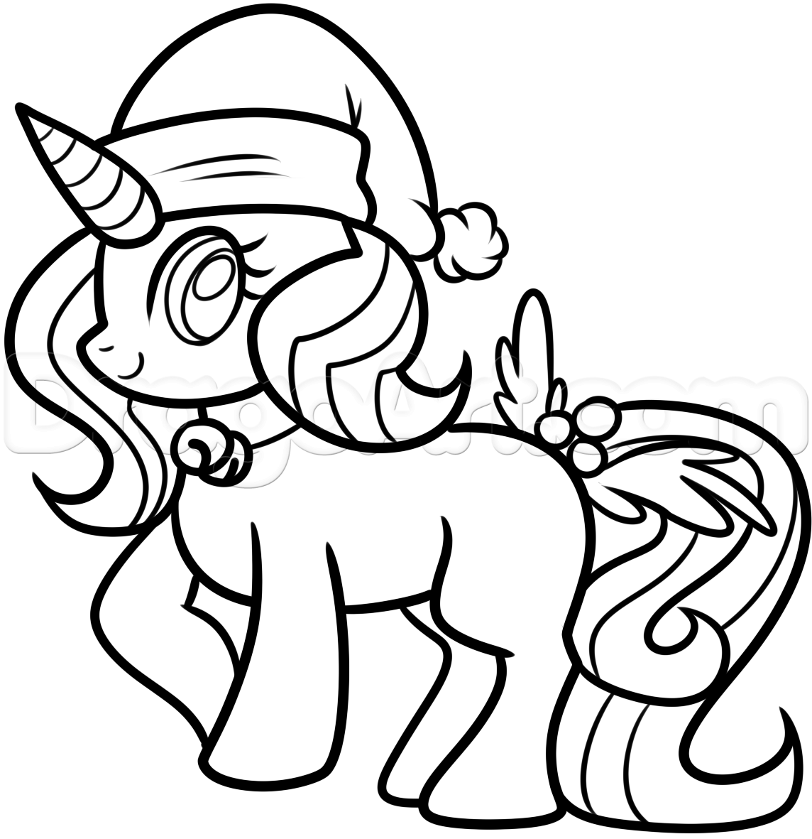 How to Draw a Christmas Unicorn, Step by Step, Christmas Stuff ...