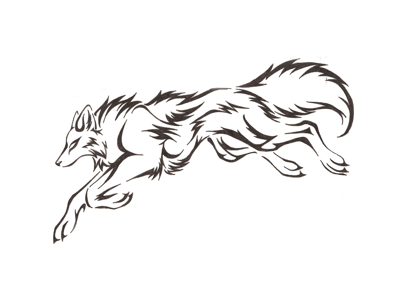 Wolf Outline Drawing