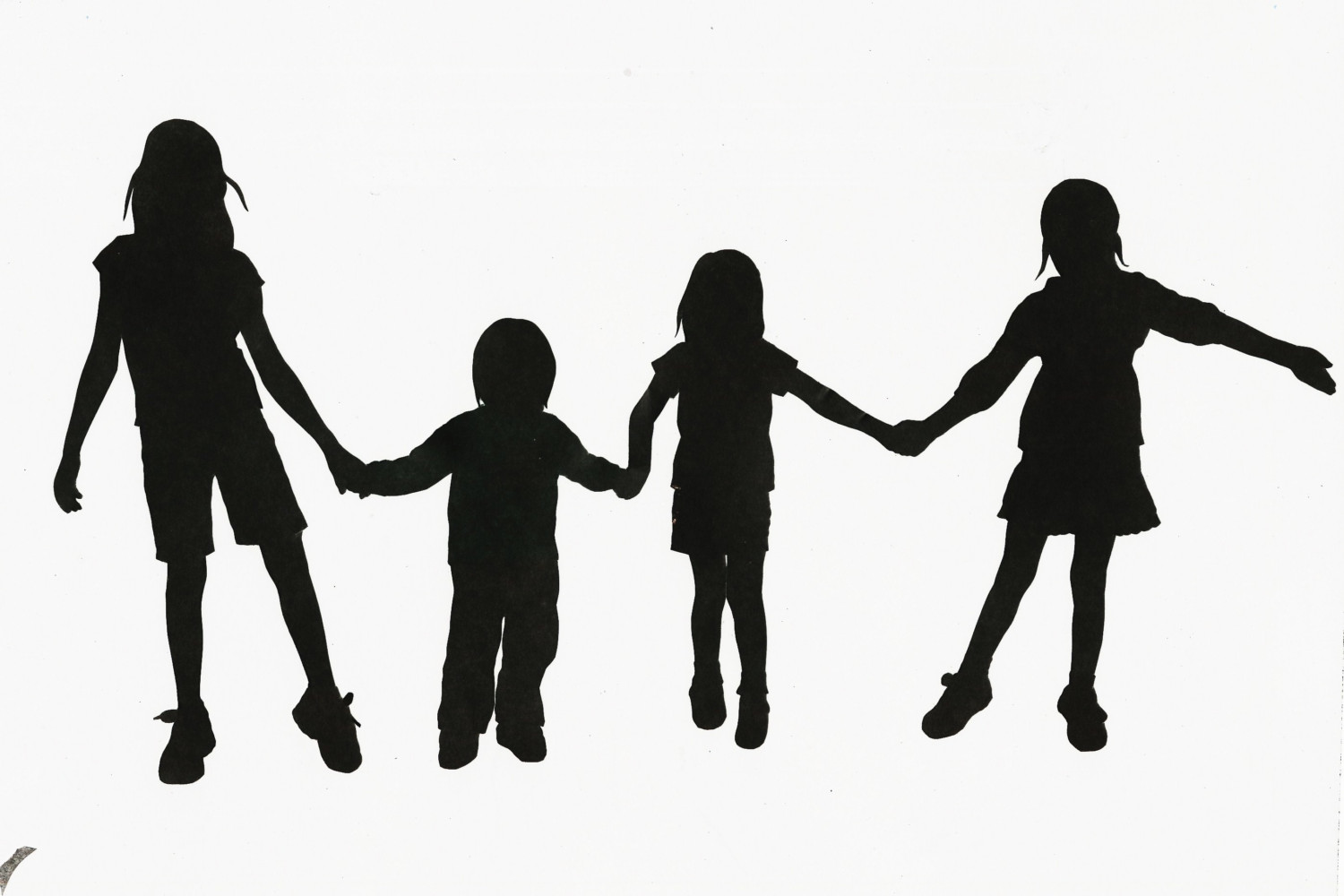 Silhouette people holding hand clipart