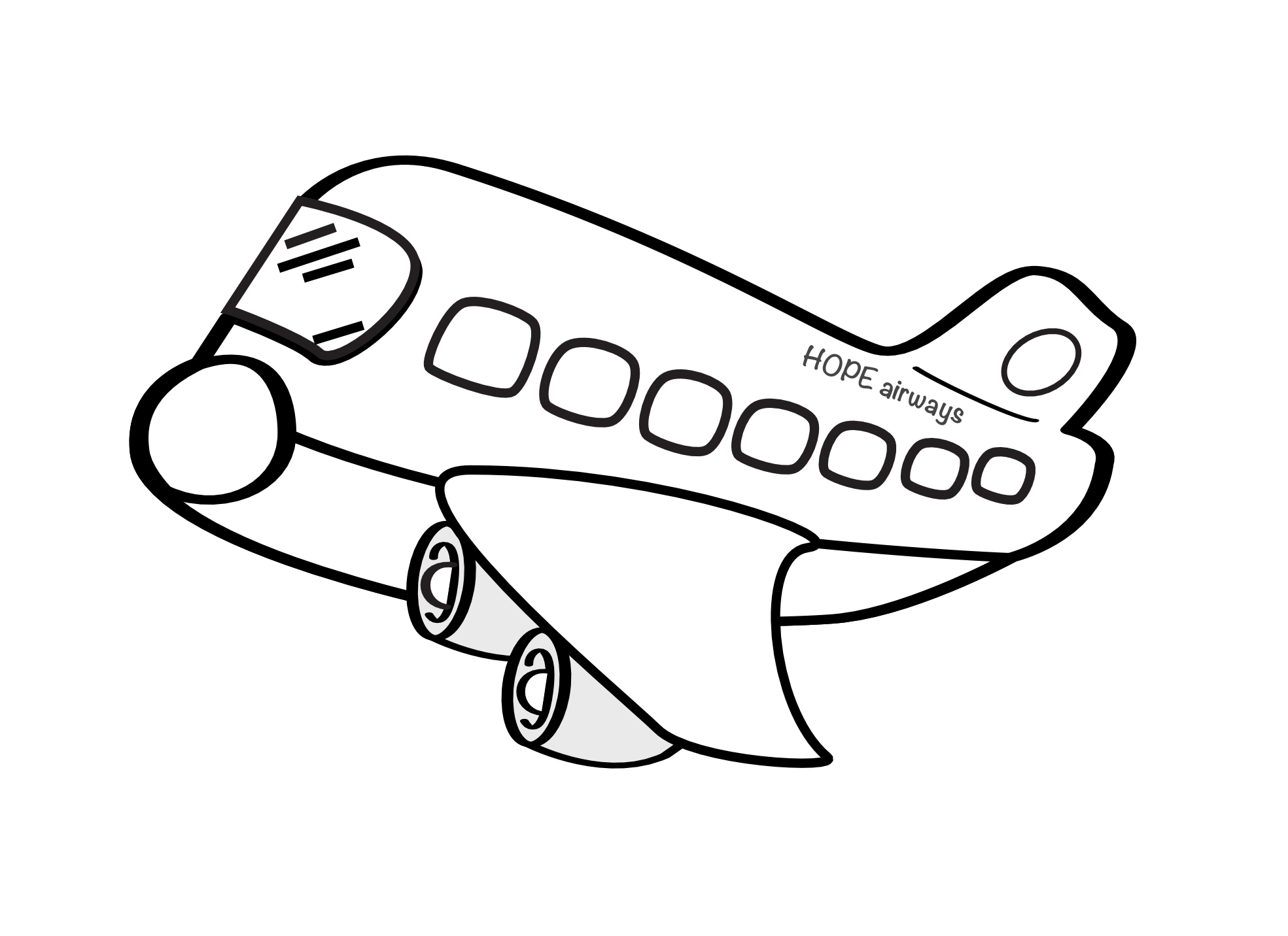 How to draw an airplane clipart