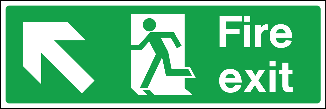 Fire Exit Sign - Running man arrow up left - First Safety Signs