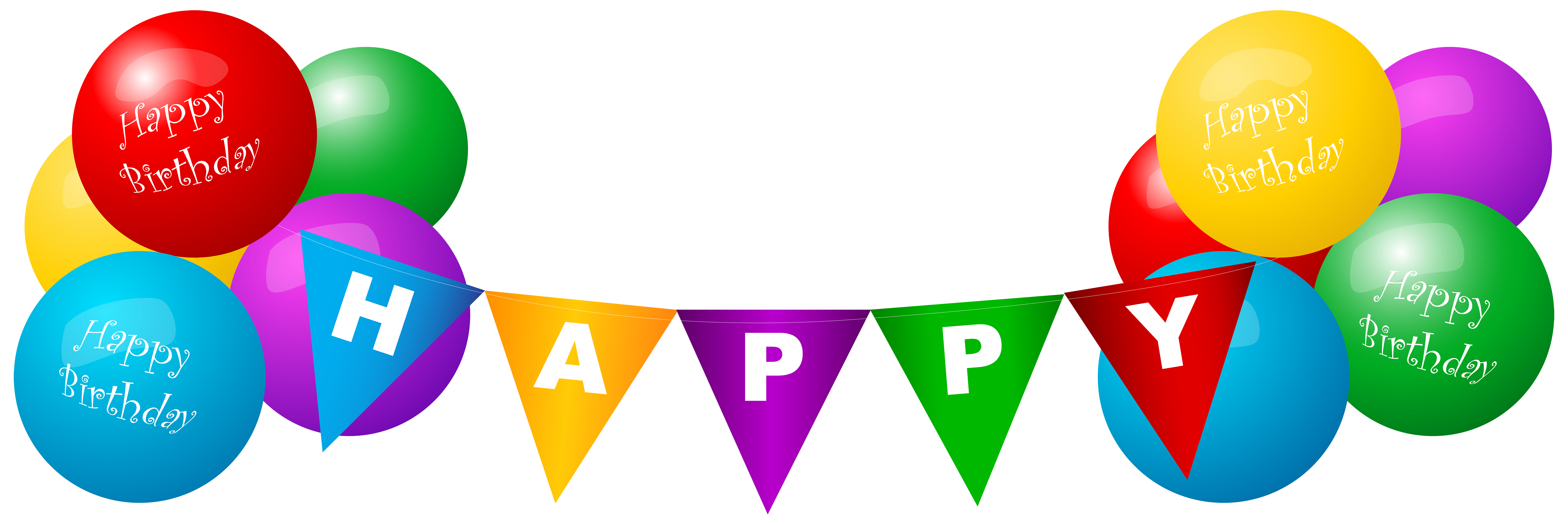 Happy Birthday Deco Balloons PNG Clip Art Image