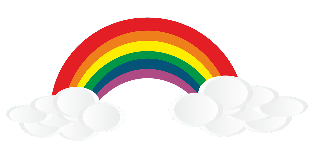 Rainbow and clouds clipart