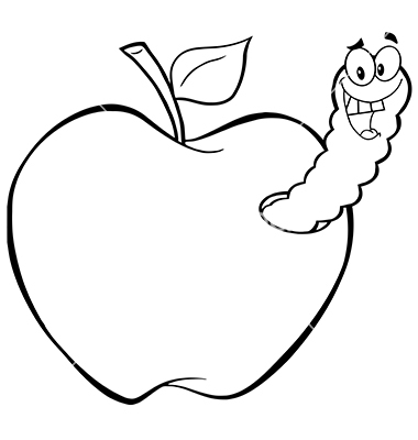 Apple and worm clip art