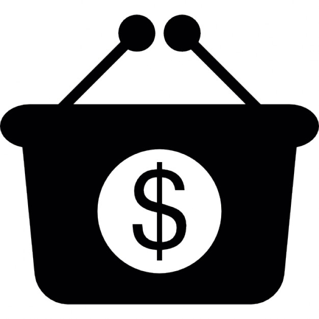Shopping basket with dollars symbol Icons | Free Download