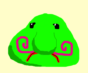 Green Blob with pink muame Tystache