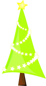 Christmas Tree Clipart Image - Skinny Christmas Tree with Star Garland