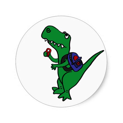 XX- Funny T-rex Dinosaur on Roller Coaster Art Round Sticker from ...