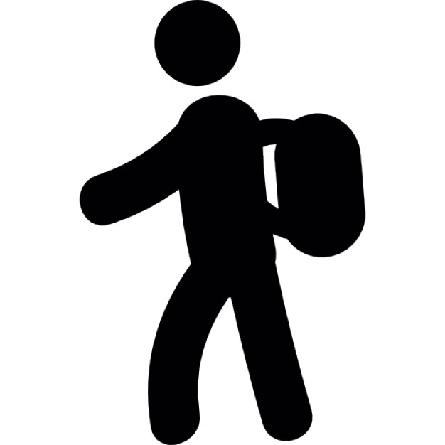 Man walking carrying a bag on his back Icons | Free Download
