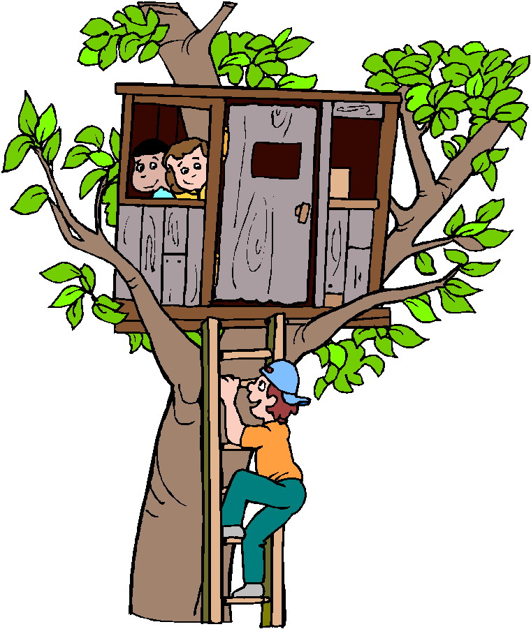 Kids tree house inside clipart