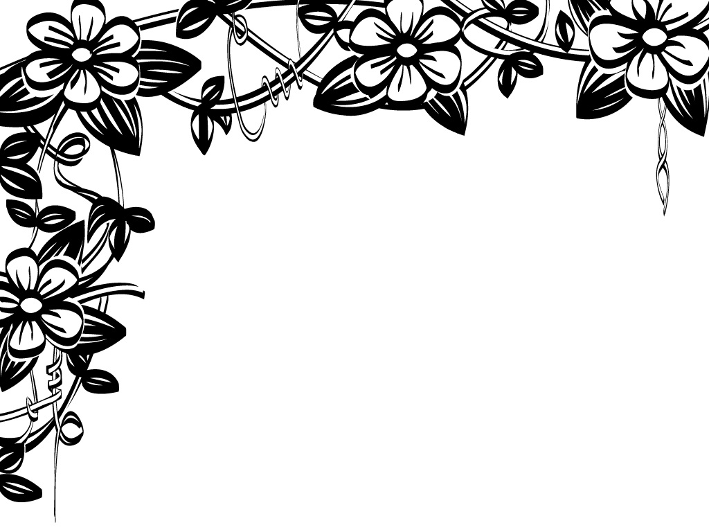 free black and white flower border clip art - photo #9