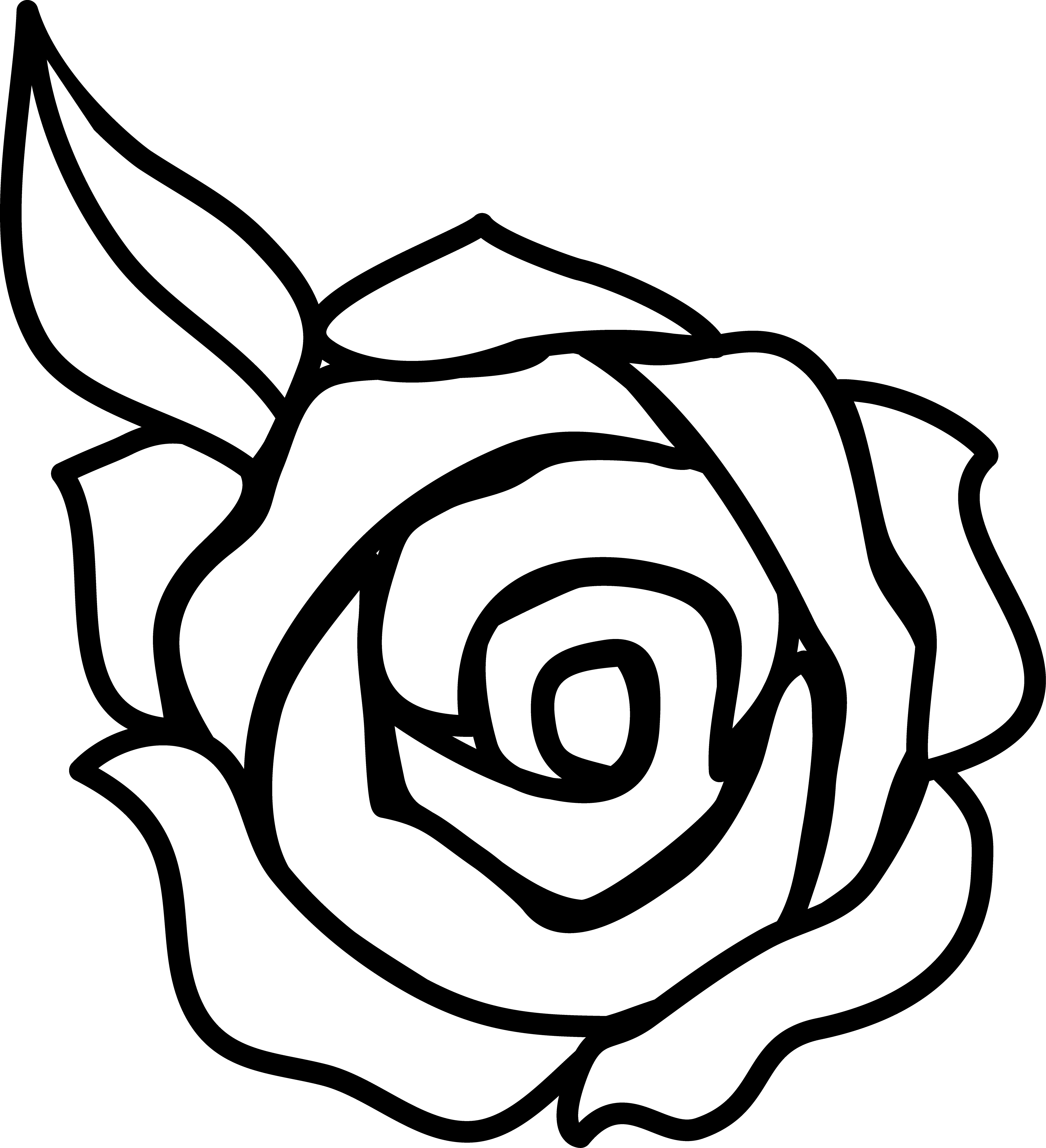 Single Rose Black And White Clip Art