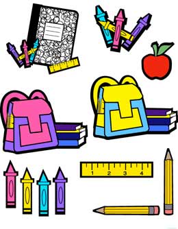 School Supplies Clip Art Border - Free Clipart Images