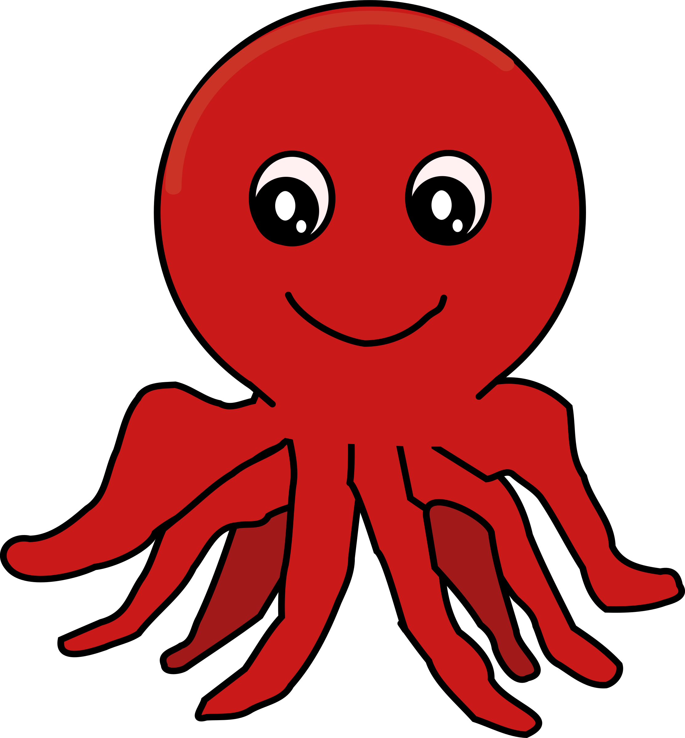 Clipart - Red Cartoon Octopus