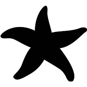 Starfish silhouette black and white clipart