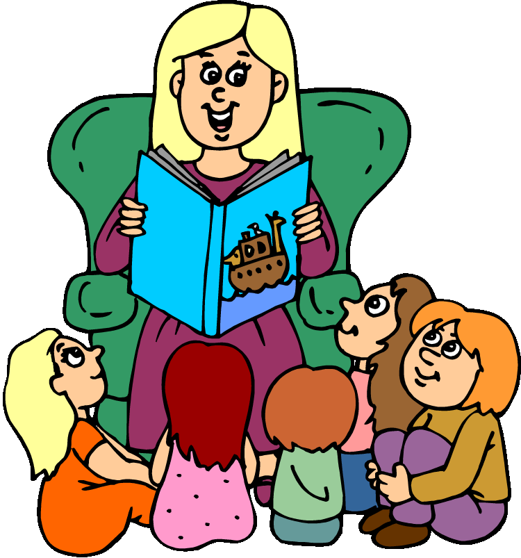 Teacher reading with student clipart