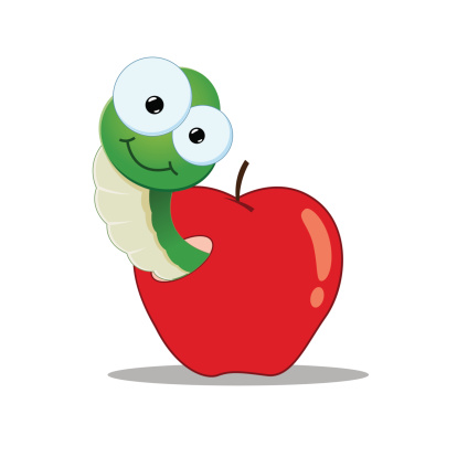 Worm Apple Cartoon Glasses Clip Art, Vector Images & Illustrations ...