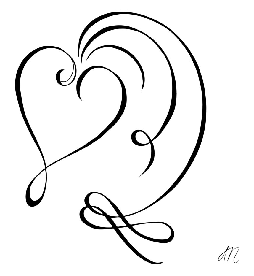 Line Drawing Heart Shape : Hearts line drawings clipart best
