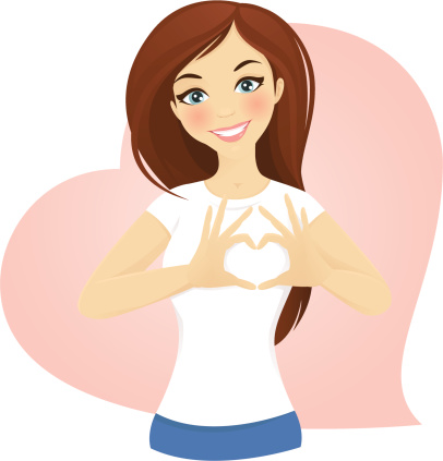 Brown haired girl with blue eyes clipart