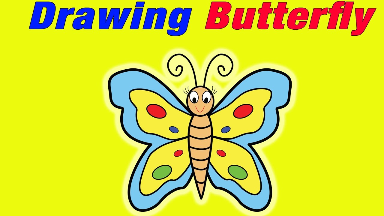 How To Draw A Cartoon Butterfly | Kids Drawing Tutorial | Jumping ...