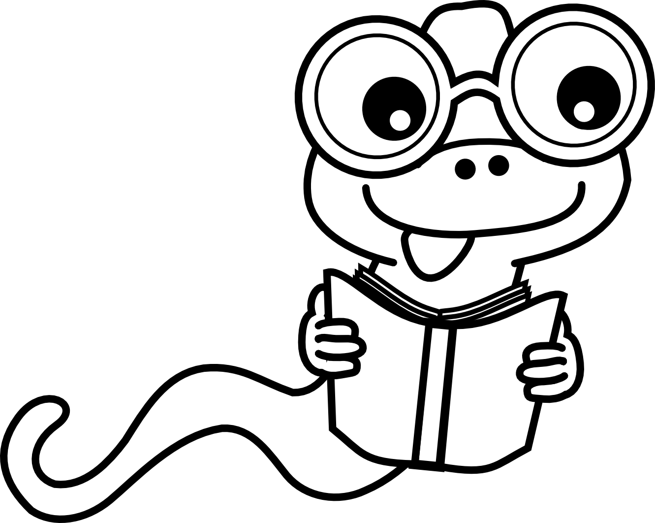 Cute reading clipart black and white