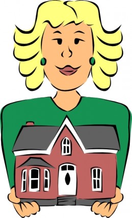 Real Estate Agent Holding House clip art Vector clip art - Free ...