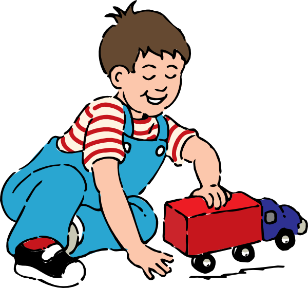 Boy Playing With Toy Truck clip art Free Vector
