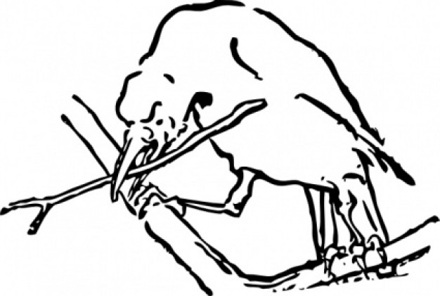 Bird With Twig clip art | Download free Vector