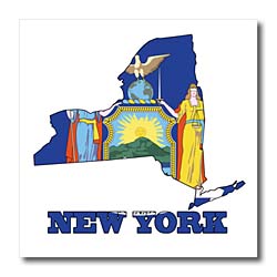 New York state flag in the outline map and letters for New York ...