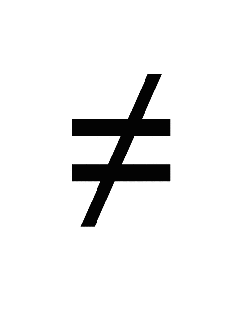 Flashcard of a math symbol for Not Equal | ClipArt ETC