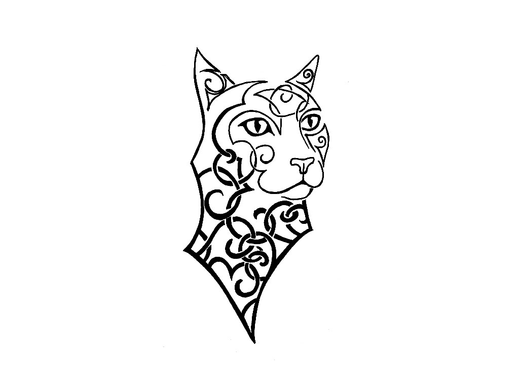 Free designs - Watching tribal cat tattoo wallpaper