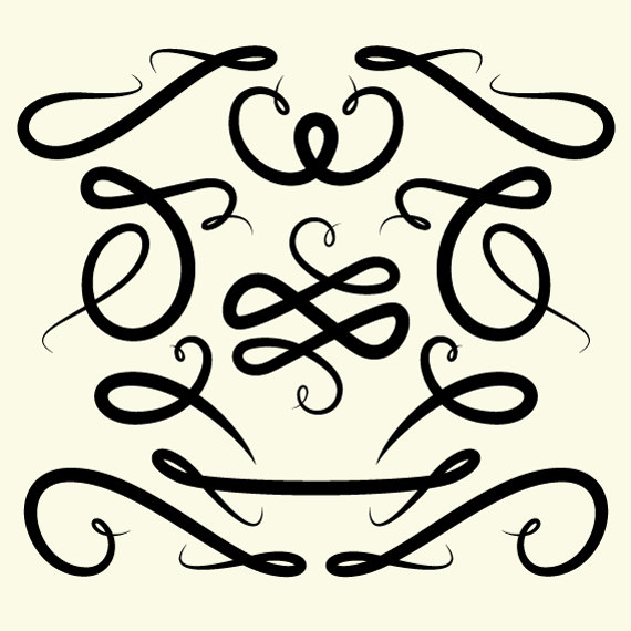 Flourishes Clip Art / 11 PNG Decorative Digital by Committee