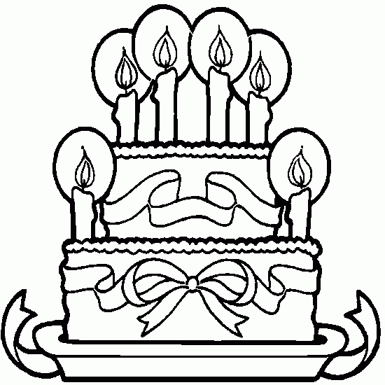 drawing birthday cake with candles coloring to print
