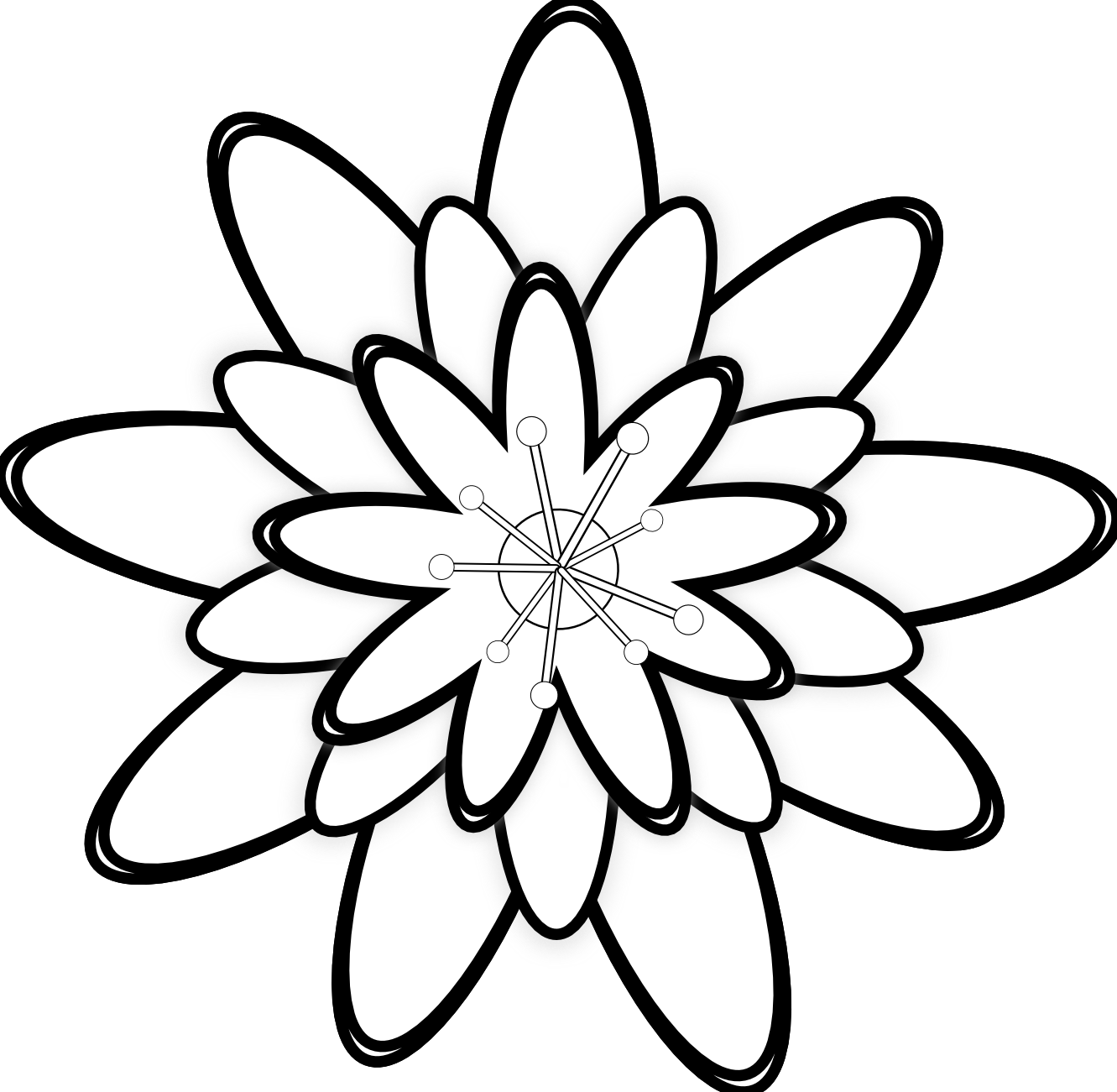 nice xe xochi pink flower black white line art ...