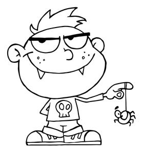 Coloring Pages Clipart Image - Evil Little Boy with Black Widow ...