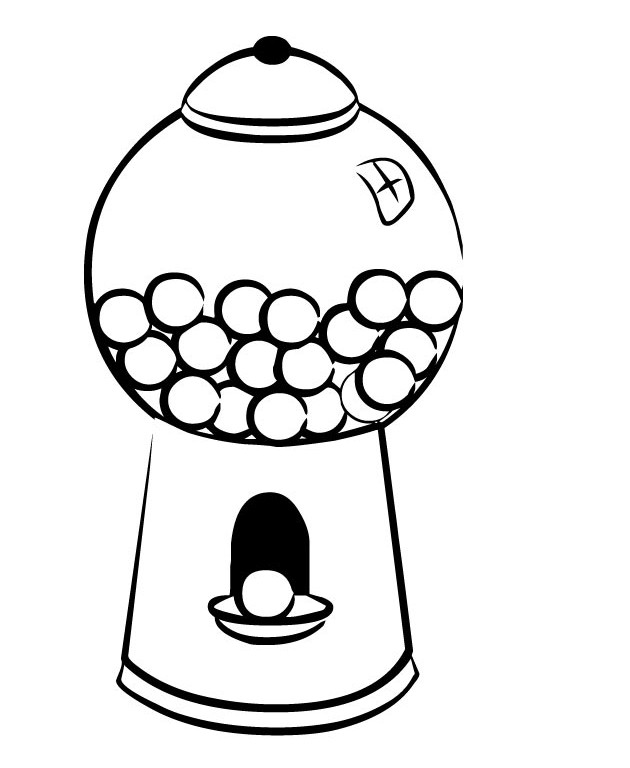 Gumball machine clipart black and white