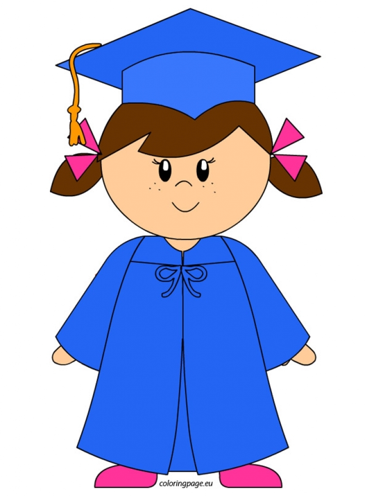 kindergarten graduate girl clip art coloring page pertaining to ...