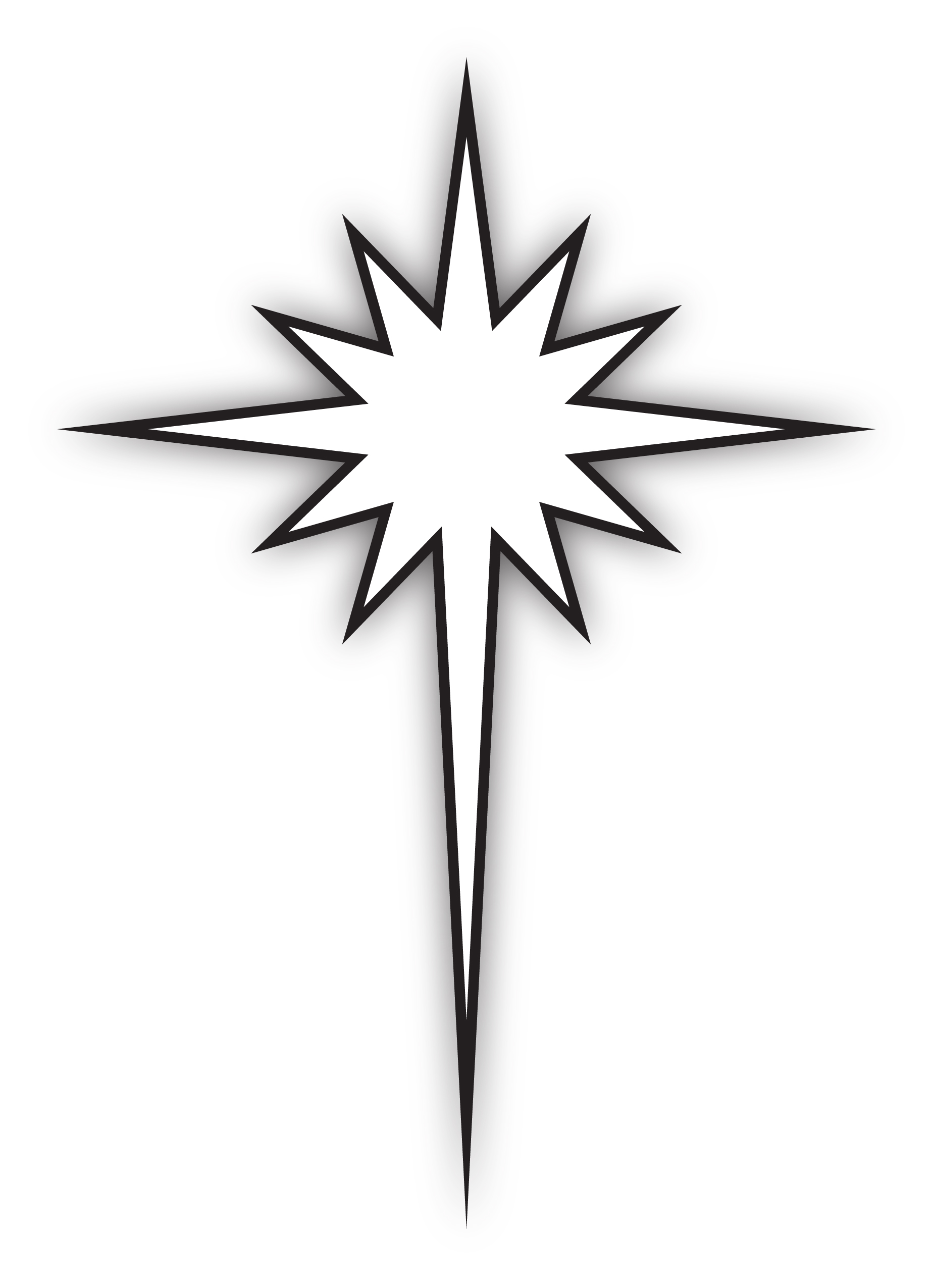 North star clipart black and white