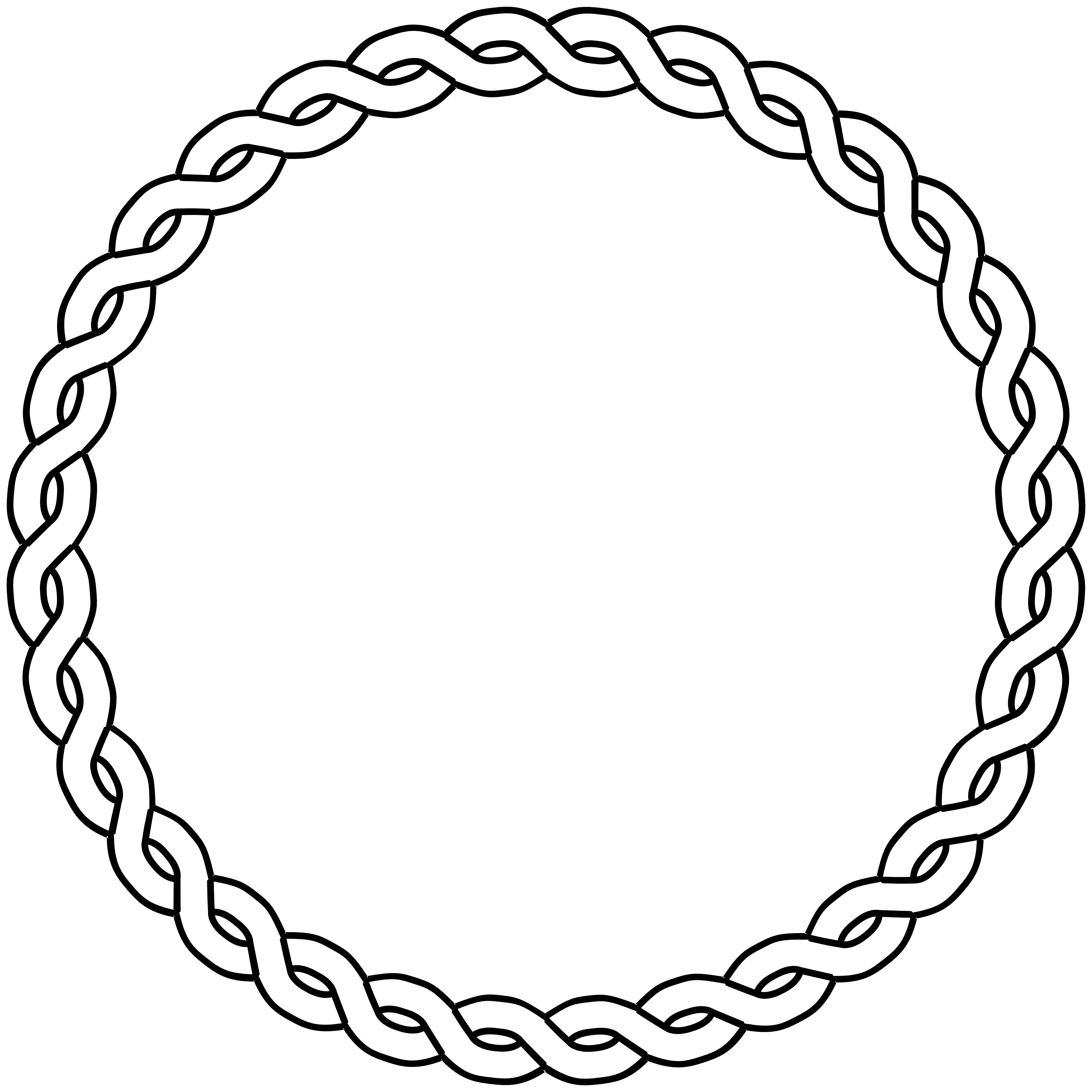 rope border circle black white line art coloring ...