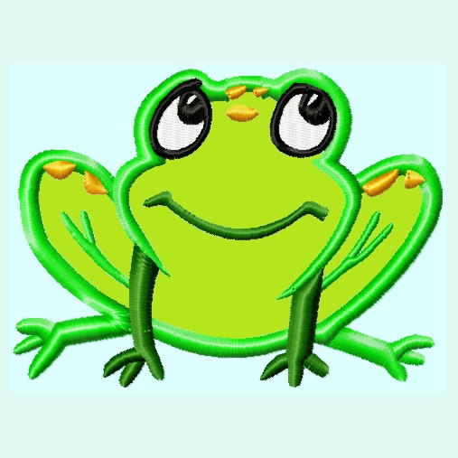 Cute Frog APPLIQUE Embroidery Design INSTANT by LunaEmbroidery