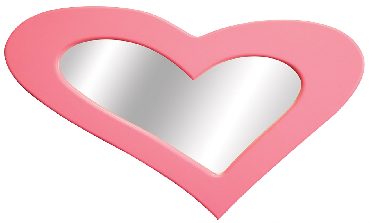 Room simulator furniture, pink heart wall mirror hot pink heart