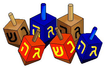 Hanukkah Clip Art - Groups of Dreidels