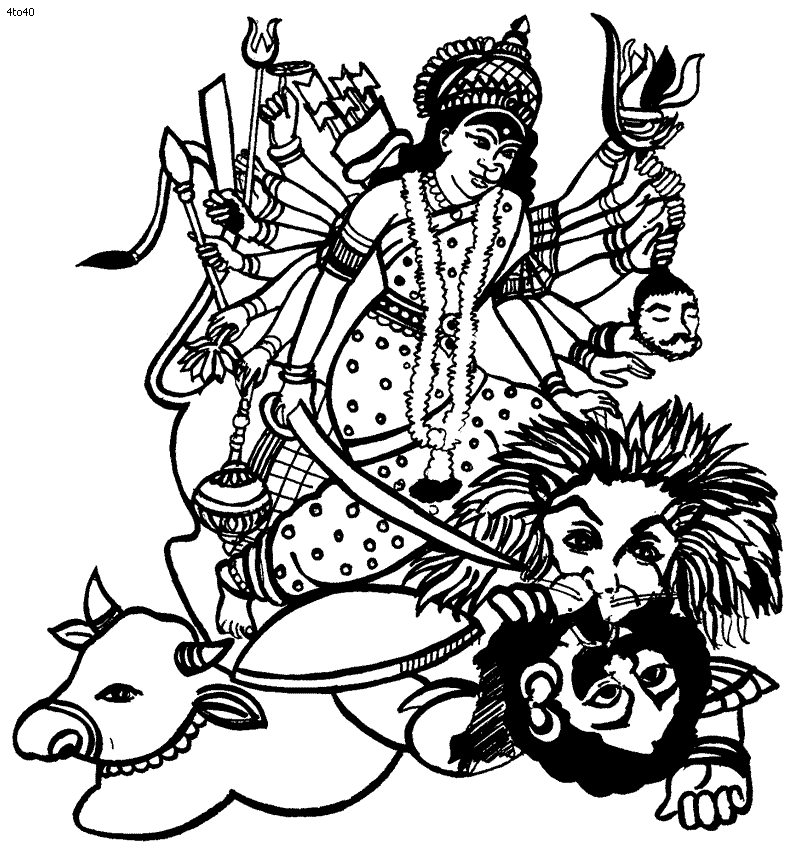 Durga Clip Art Coloring Book, Durga Clip Art Coloring Pages, Durga