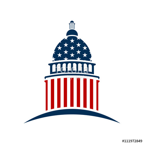 Capitol building logo with american flag. Vector design" Stock ...
