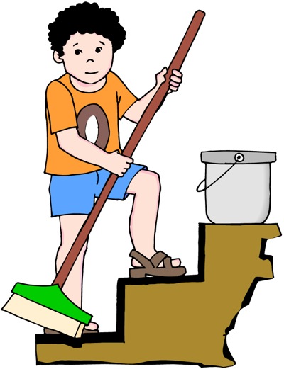 Child doing chores clipart