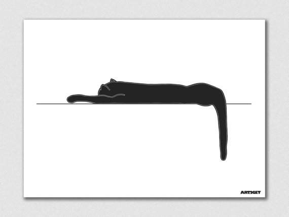 Items similar to Sleeping Cat silhouette printed on high quality ...