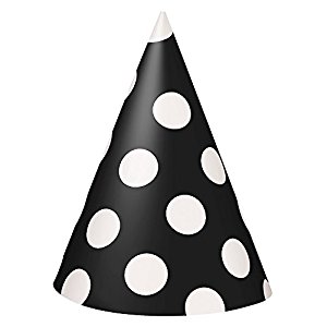 Amazon.com: Polka Dot Party Hats, Black, 8 Count: Childrens Party ...