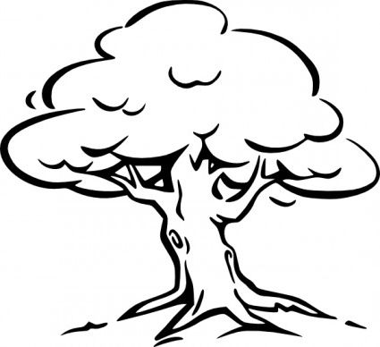 Oak Tree Clipart Black And White Outline